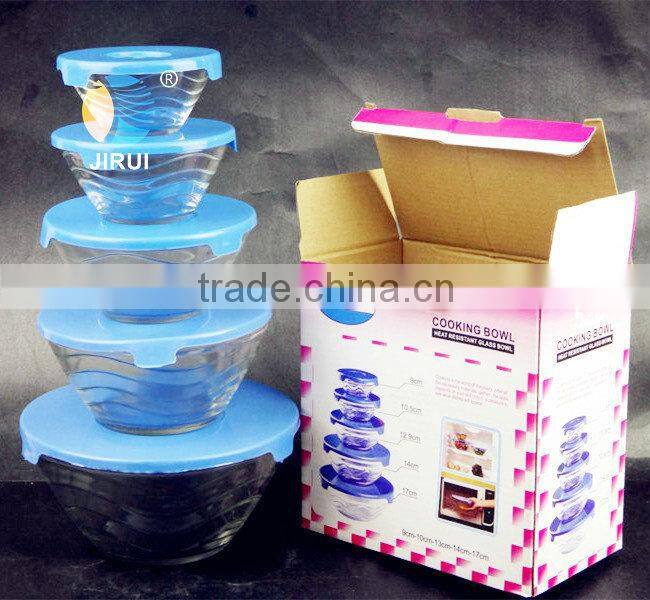 glass bowl sets with colored plastic lid