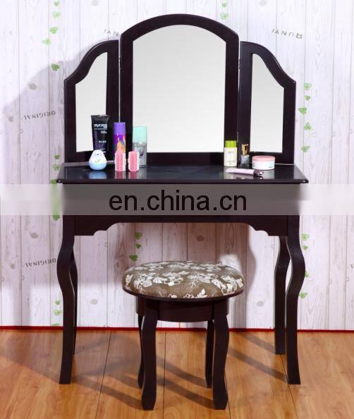 gold simple wooden plywood dressing table designs price with mirror and Stool