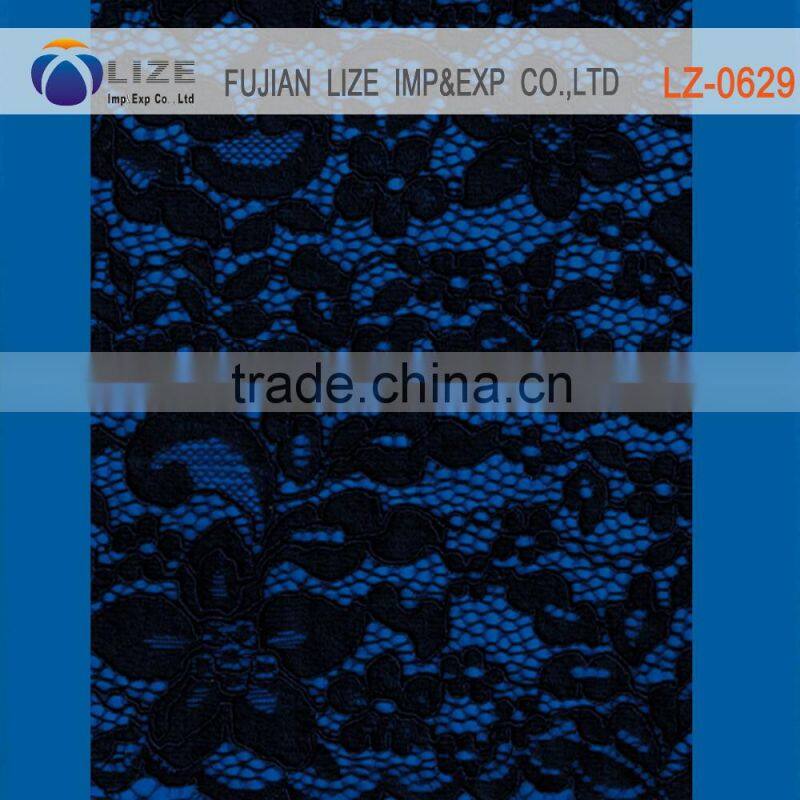 Black Cotton cord lace fabric embroidery chemical lace