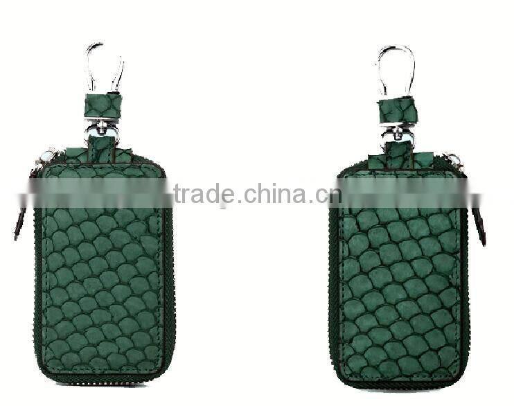 2016 Luxury colorful carp fish skin leather car key purse key holder for women key case smart key chain