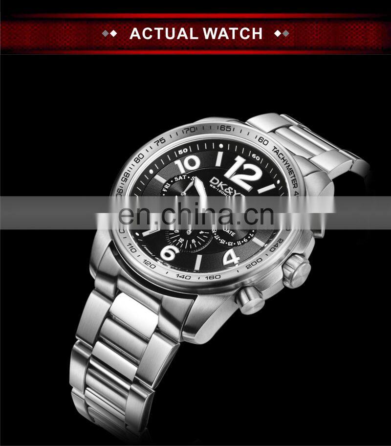 Customized Own Branded Luxury Classic Quartz Watch Full Black Solid Stainless Steel Metal Wristband Watch