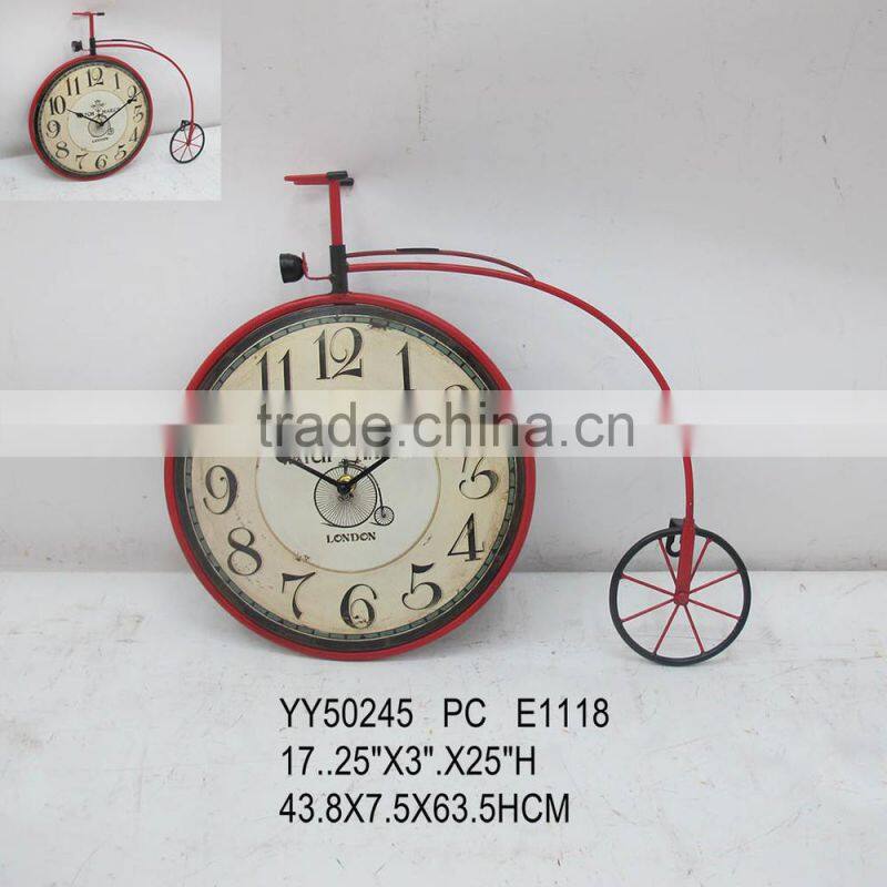 bicycle shape metal clock for wall decoration, wholesale cheap clock, wall mounted clock