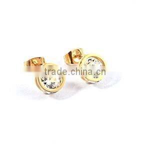 Golden earring designs for women stainless steel crystal earring