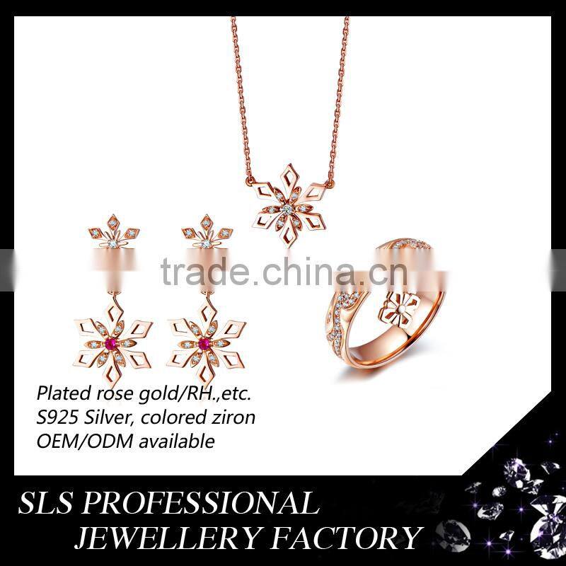 2016 jewelry fashion snow design jewelry sets for ladies fashion gold plated jewelry sets