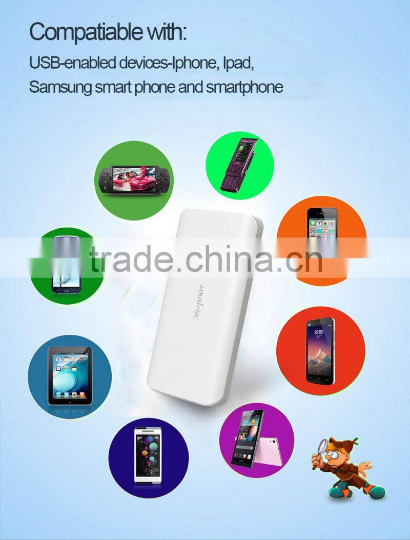 2014 popular LED torch Dual USB output power bank 20000mah