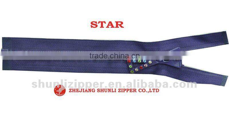 NO.8 RHINESTONE ZIPPERS WITH SHINIING FANCY SLIDER