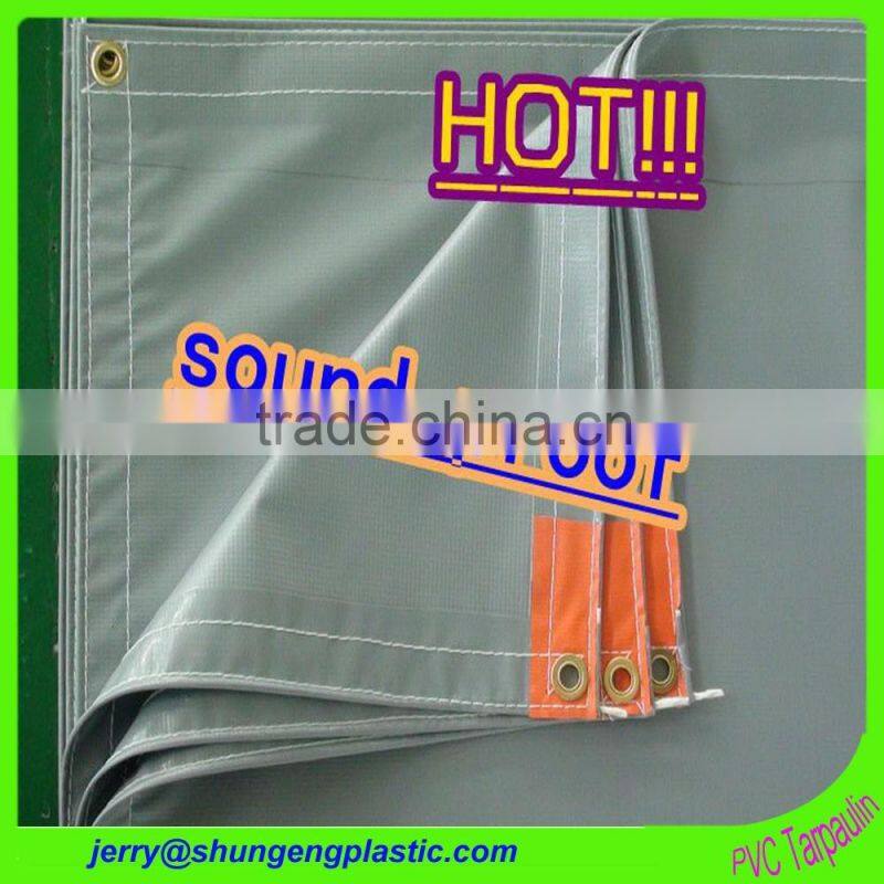 sound proof pvc coated fabric tarpaulin with welding edge and aluminium eyelet