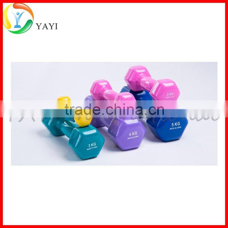 Gym Fitness Equipment Free Weight Vinyl Coated Hex Dumbbell