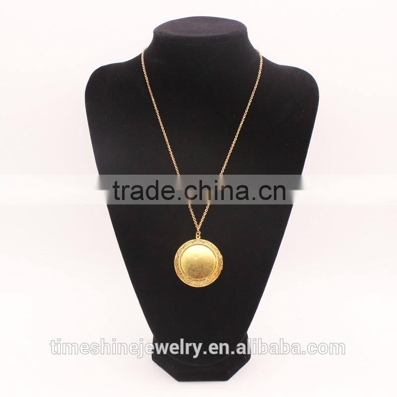 Gold Tone Fashion Women Alloy Locket Chain Pendant Necklace