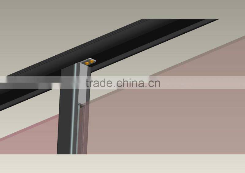 Aluminum square post 90 degree with plastic insert to hold glass