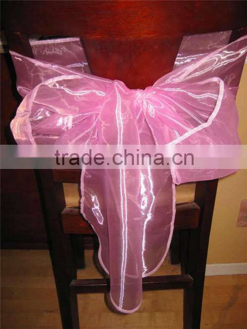Pink Chair Decoration Tie Organza Sash for Banquet