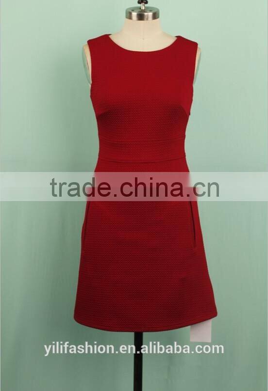 2016 A/W sleeveless red color bodyfit design fashion women formal dress