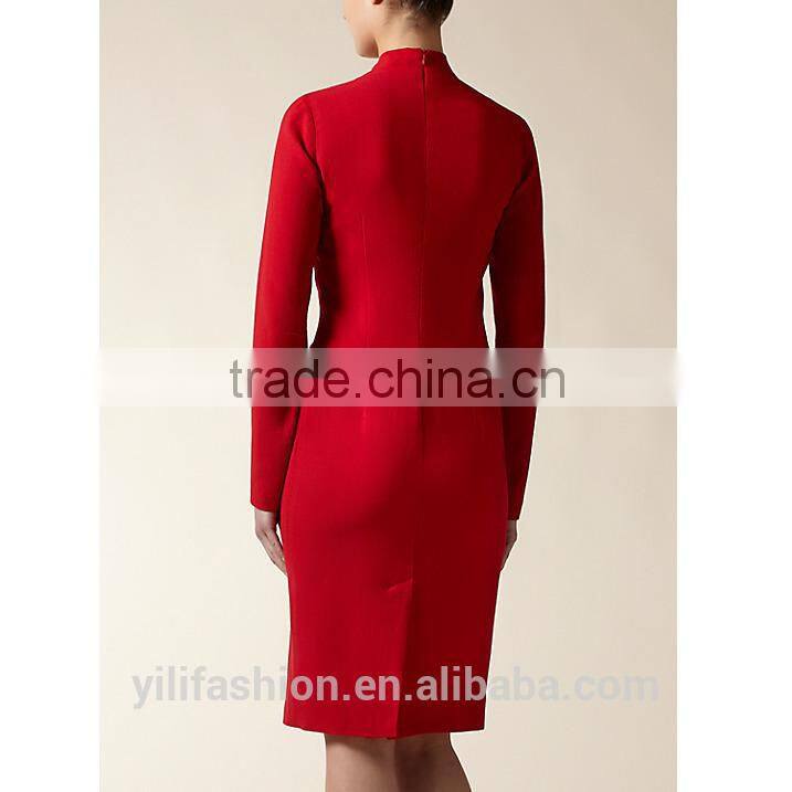 100% Wool V-Neck Cherry Gathered Front Wool pregnant women wedding dresses 2014