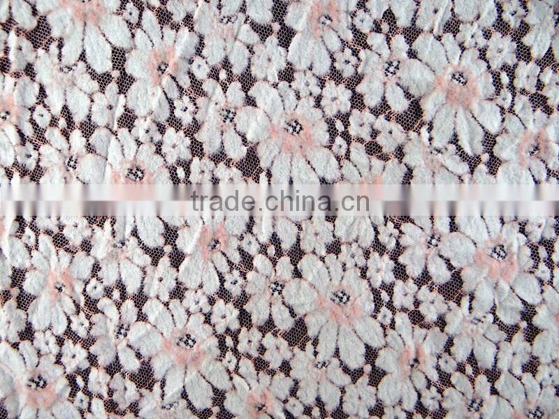 Printed Peached fabric Storage New style modern lace for wedding dress are selling Nylon Spandex Cotton lace fabric