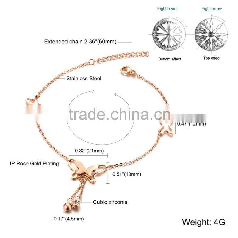 Fashion butterfly chain gold anklet designs