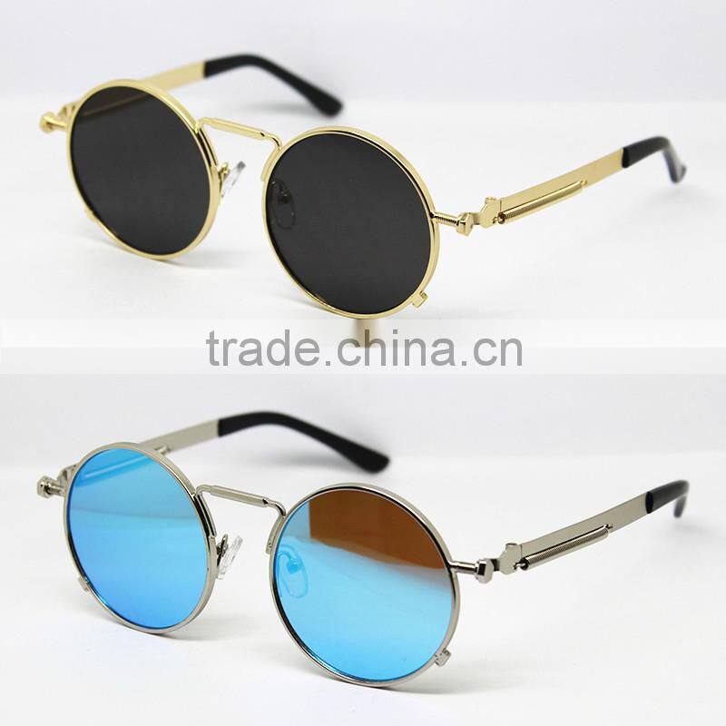 New Arrival Classics Creative Spring Hinge Round Metal Sunglasses