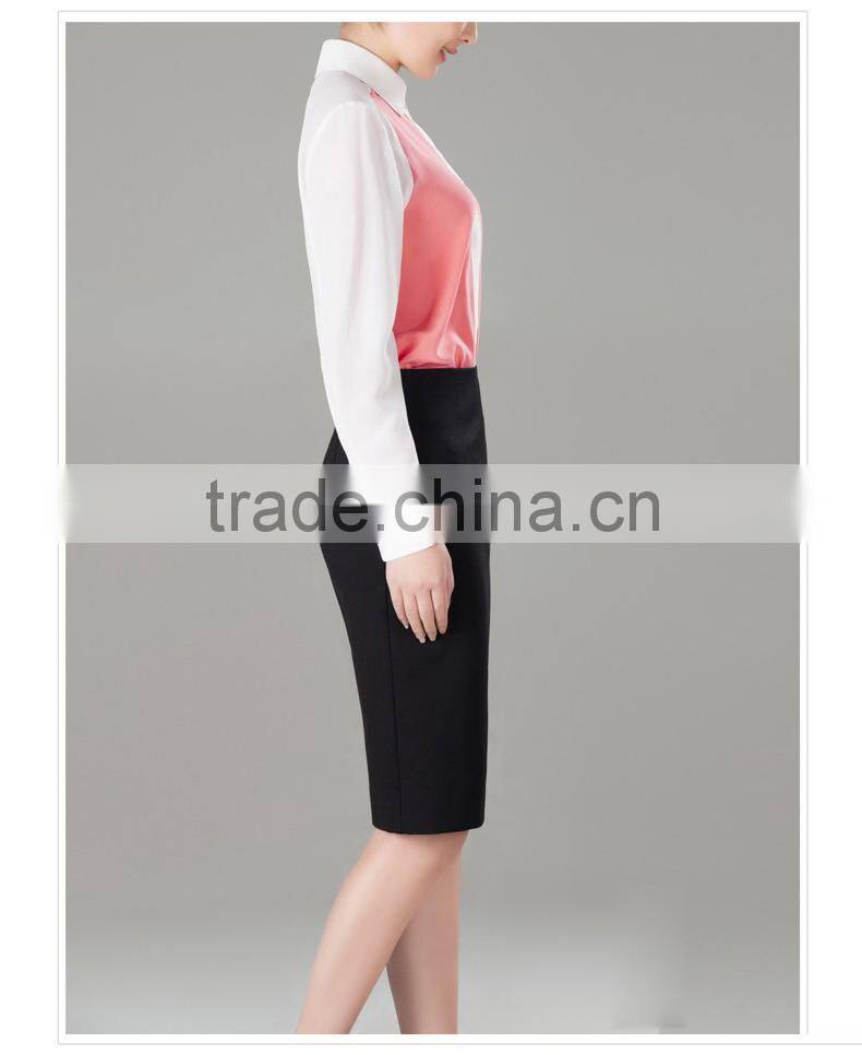 Women's Color-Block Silk 100% Top Blouse Shirt OEM ODM Type Clothing Factory Manufacturer From Guangzhou