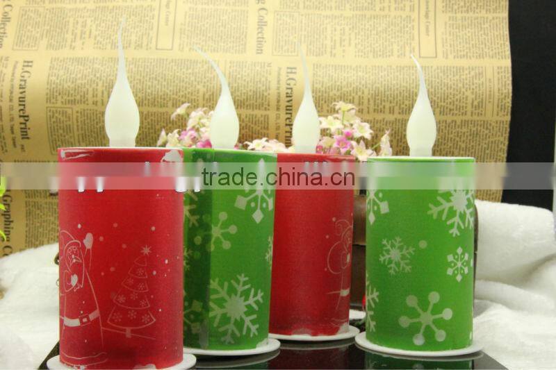 flameless led paniting christmas candle light christmas decoration