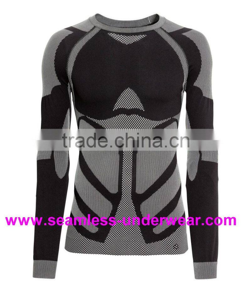 Polypropylene + Nylon + Spandex Cycling Base Layer, Men's Seamless Compression Base Layer for Skiing, Jogging & Training
