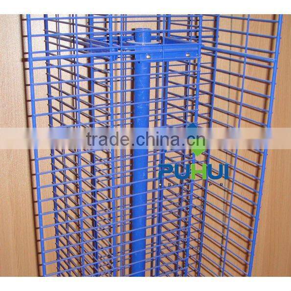powder coated floor mobile rotating wire mesh stand