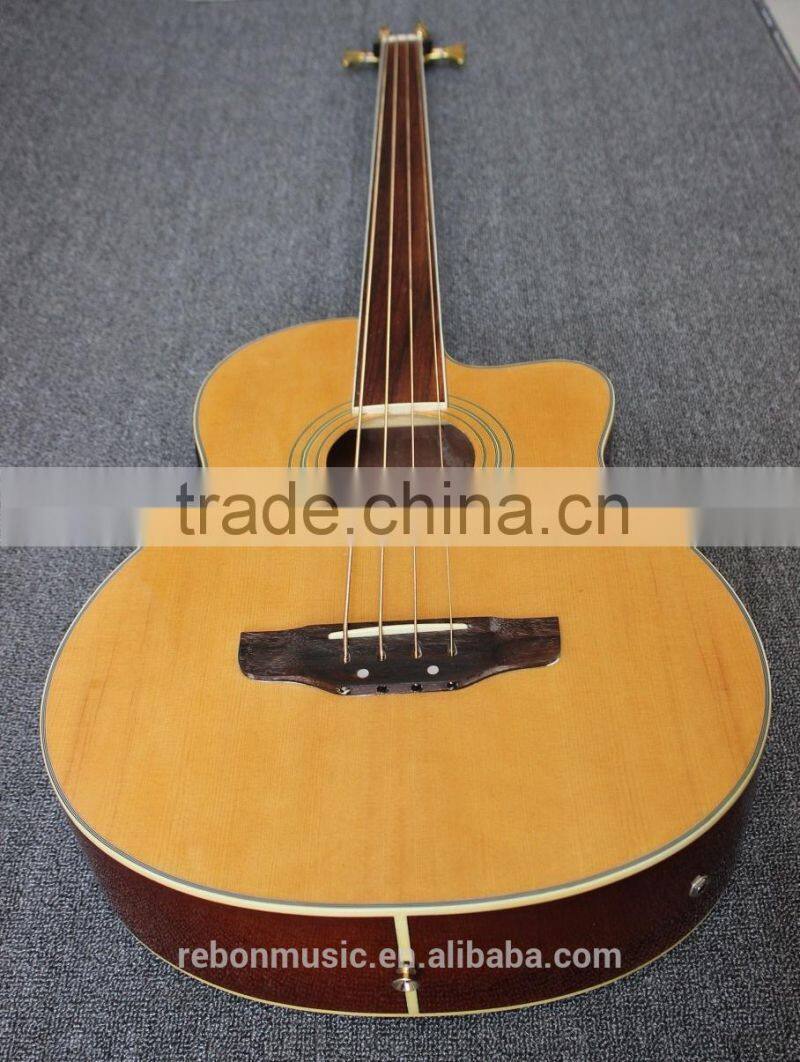 4 string fretless acoustic bass guitar with EQ