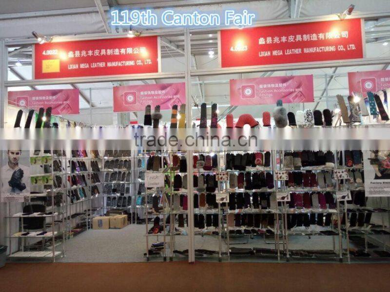 Wholesale Women Fashion Dress Winter Leather Hand Glove With Raccoon Fur