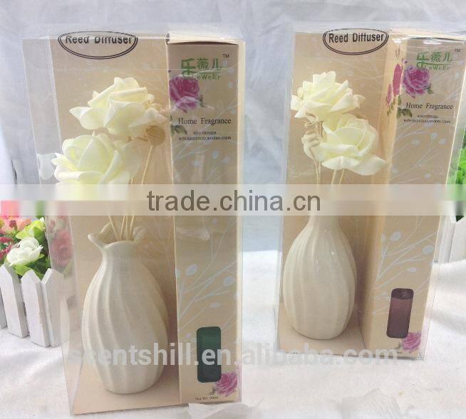 promotional ceramic reed diffuser sets with rattan balls sun flower