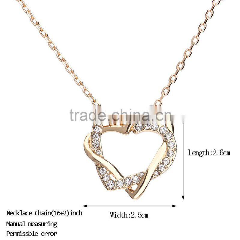 18k women fashion gold heart necklace designs girls high quality 2015
