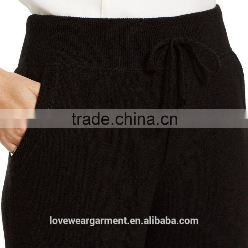 Womens fashion black plain cotton sweat pants