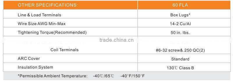 electrical products ofcontactor with 2 poles 60A with UL certificate