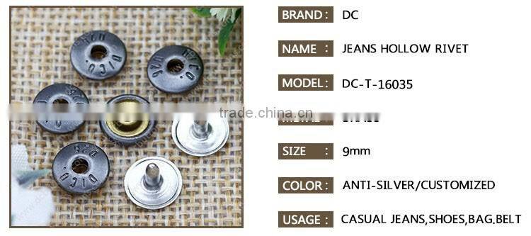9mm Metal Jeans Rivet Decorative Customized Rivet for Leather belt