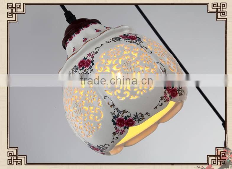 Asian E27 LED Vintage Pendant Light 3 Head Lamp Hanging Chinese Ceramic Loft Coffee Bar Restaurant Kitchen Lights