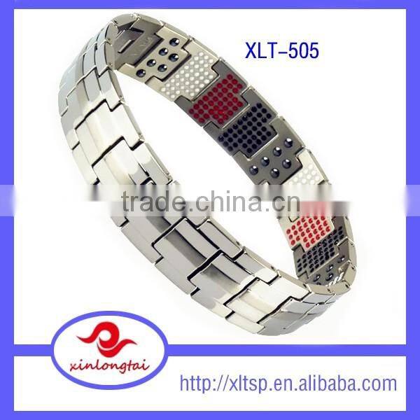 Wholeasales price 4 in 1 titanium steel magnetic negative power bracelet