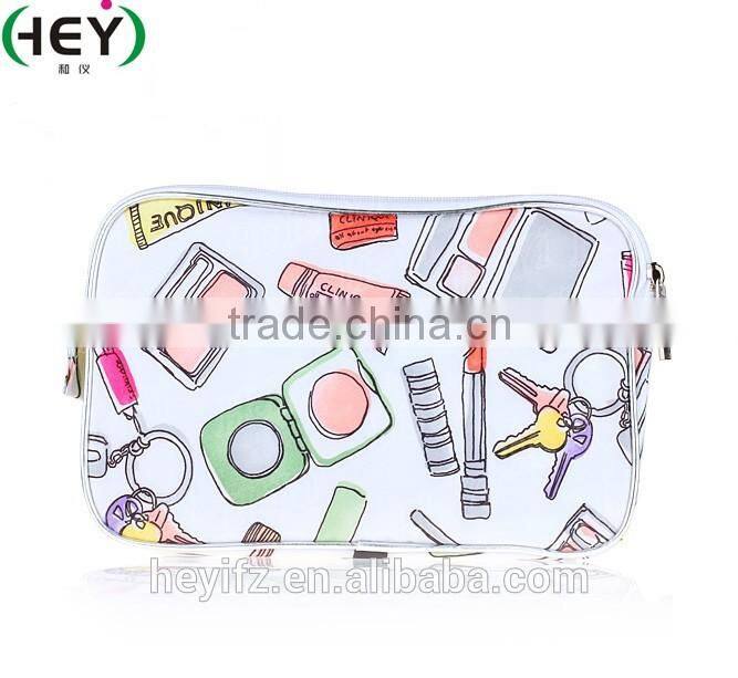 2016 New Arrival Fashion Purple Color Checked Waterproof Cosmetic Bag