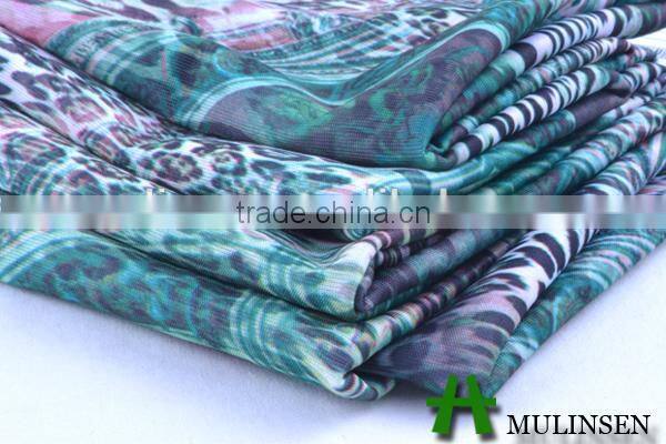 Mulinsen Textile Knitting Stretch Spandex Digital Printed Fabric FDY Polyester