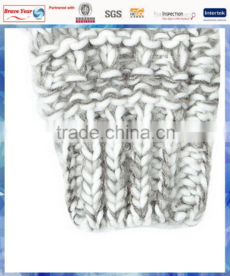 100% acrylic women grey and white space dye chunky knitted gloves