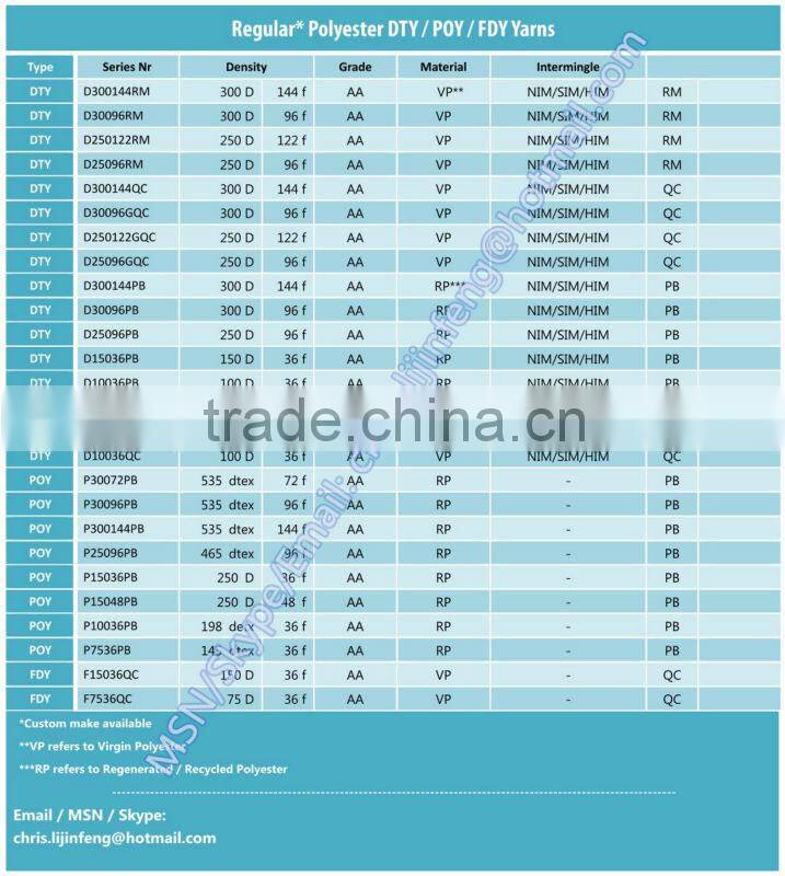 Semi dull Polyester FDY yarn 150D 36F Virgin Polyester fully drawn yarn (st)