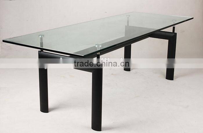 Buy rectangular tempered glass Le corbusier LC6 dining table