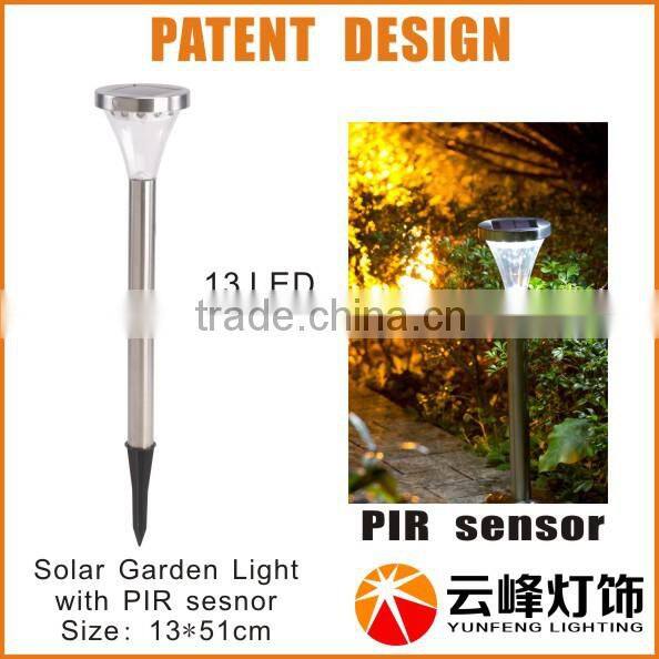 2014 new design high lumensolar led garden light with PIR sensor solar LED bollard light