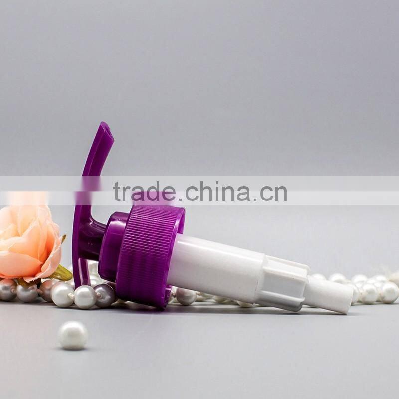 33mm non spill ribbed purple plastic dispenser bottle pump