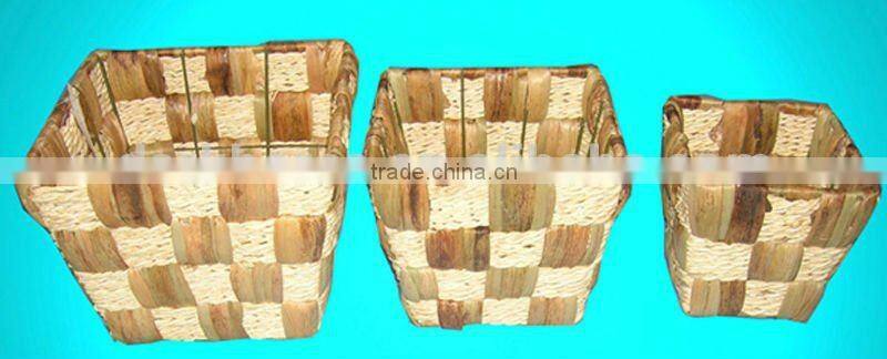 Three Pieces Water Hyacinth Home Storage Basket