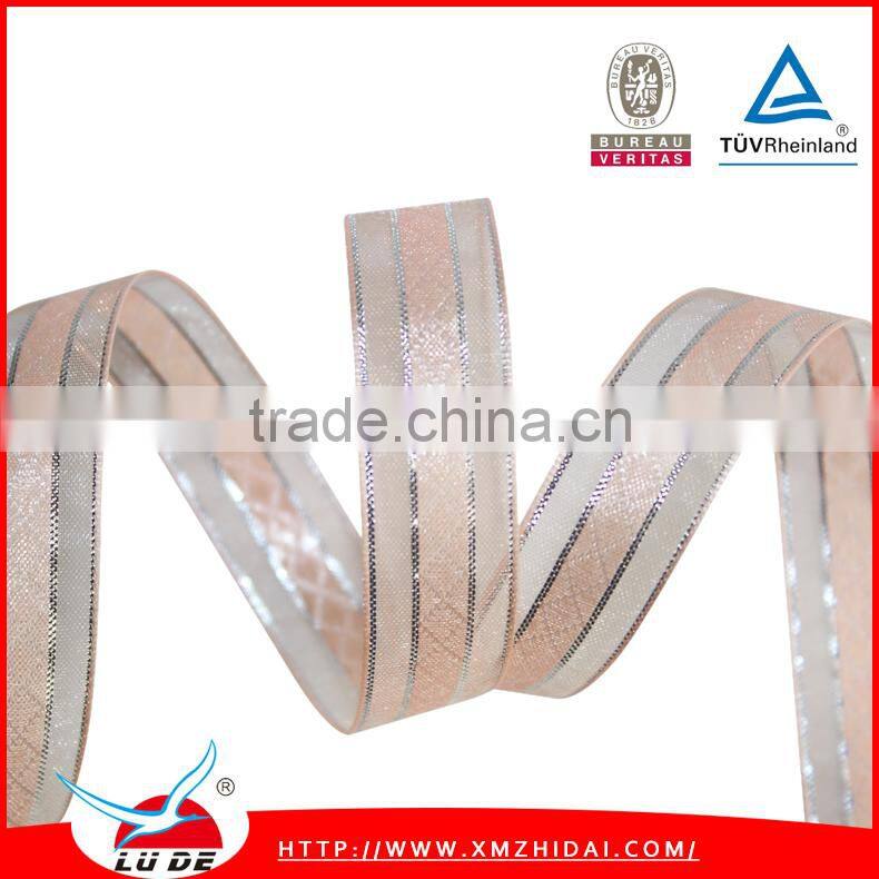 High quality eco-friendly woven webbing ribbon with gold edge