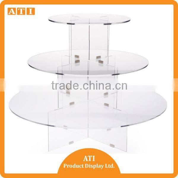 Hongkong supplier 3 steps clear round acrylic makeup products display riser