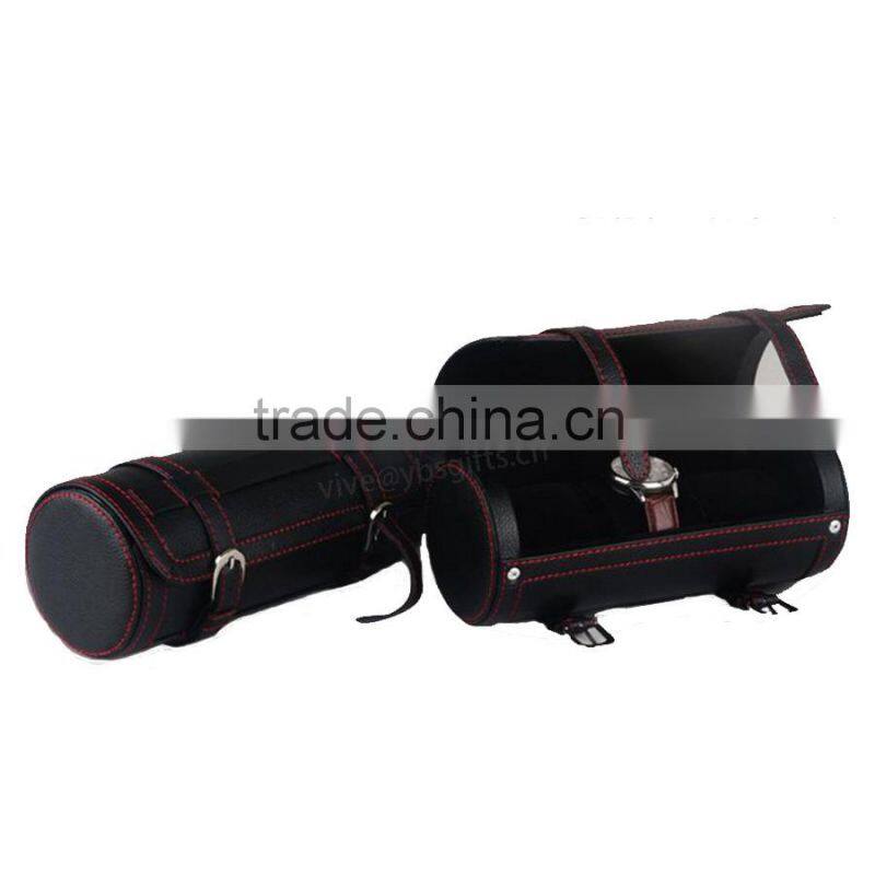 New design cylindrical PU leather watch box