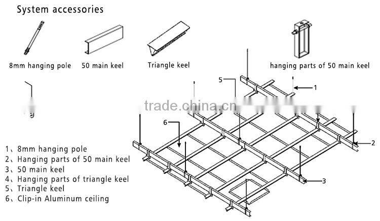 Fireproof ceiling square aluminum ceiling tile 500x500