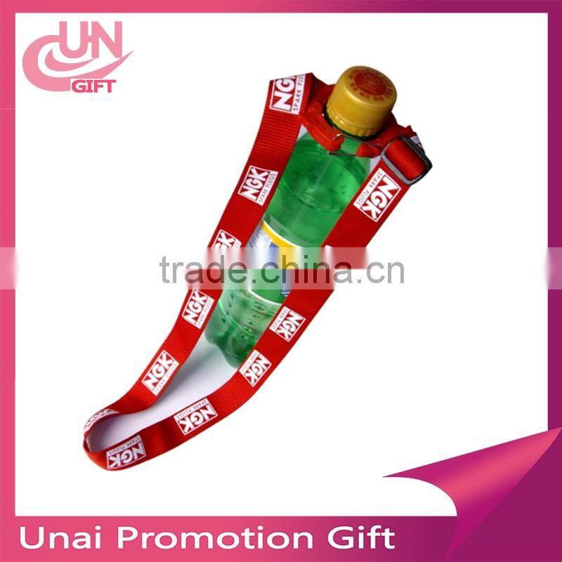 Promotional High Quality Fabric Bottle Holder Lanyard With Zipper