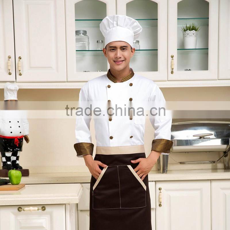 white customized with good quality double breasted cafe chef uniform