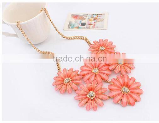 New European Style Flower Choker Collar Vintage Pendant Statement Necklace for Women