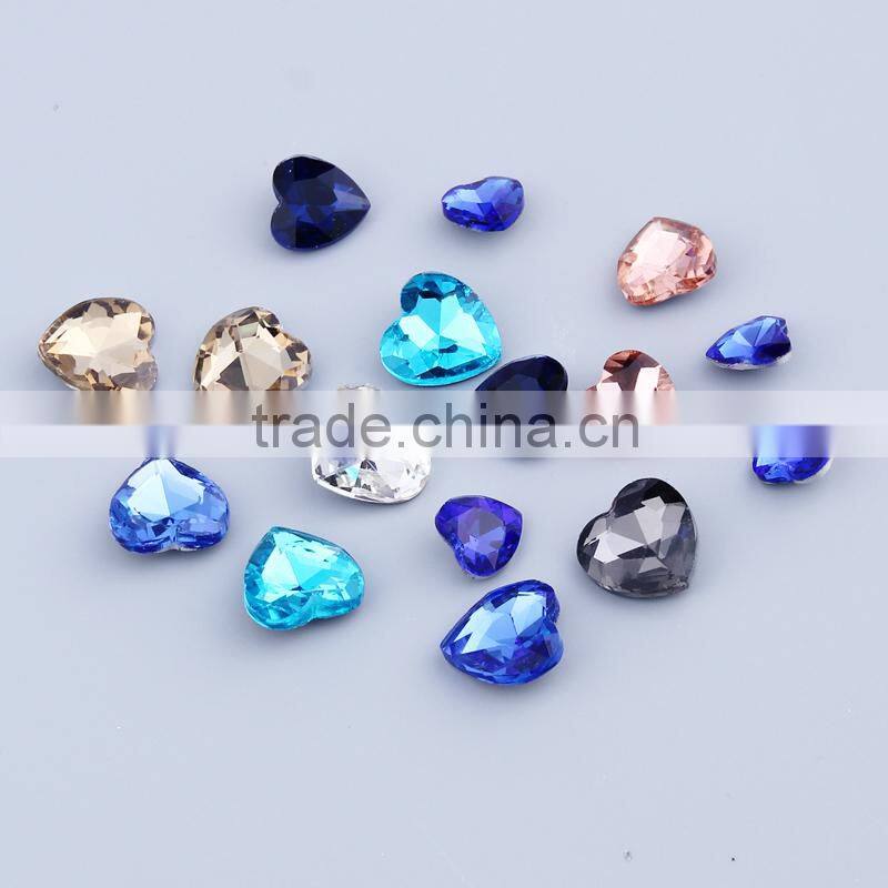 wholesale yiwu Heart shape point back crystal stone for dresses