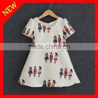 new fashion design kids dress floral printed dress for girls